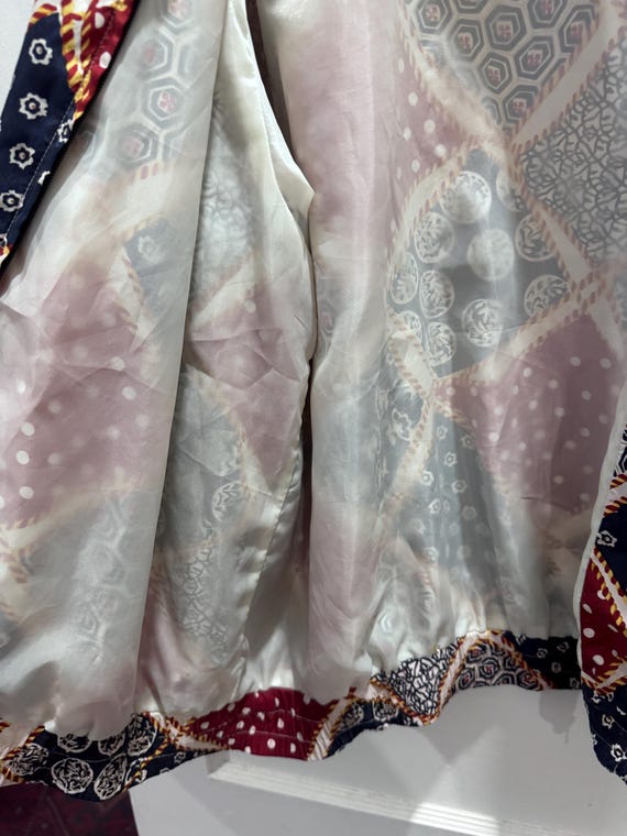 Vintage Silk Patchwork Bomber Jacket Oversized XL… - image 5