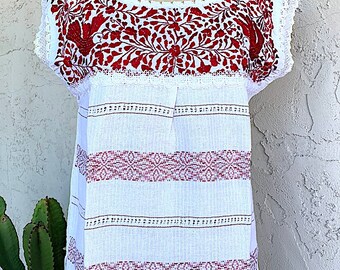 SALE - Embroidered Blouse - white/red color range -  Ladies - Boho Mexican - One of a Kind