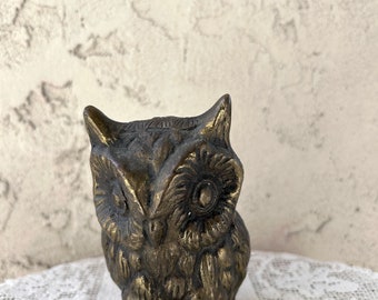 vintage brass owl solid MCM