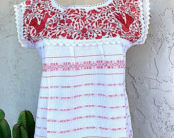 SALE - Embroidered Blouse - white/orange color range -  Ladies - Boho Mexican - One of a Kind