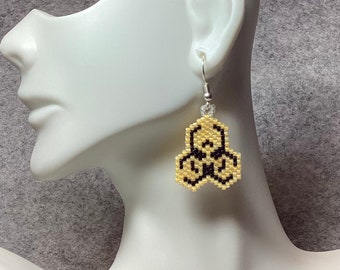 Biohazard symbol earrings