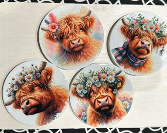 Highland Cows, Table Coasters, Mother's Day,