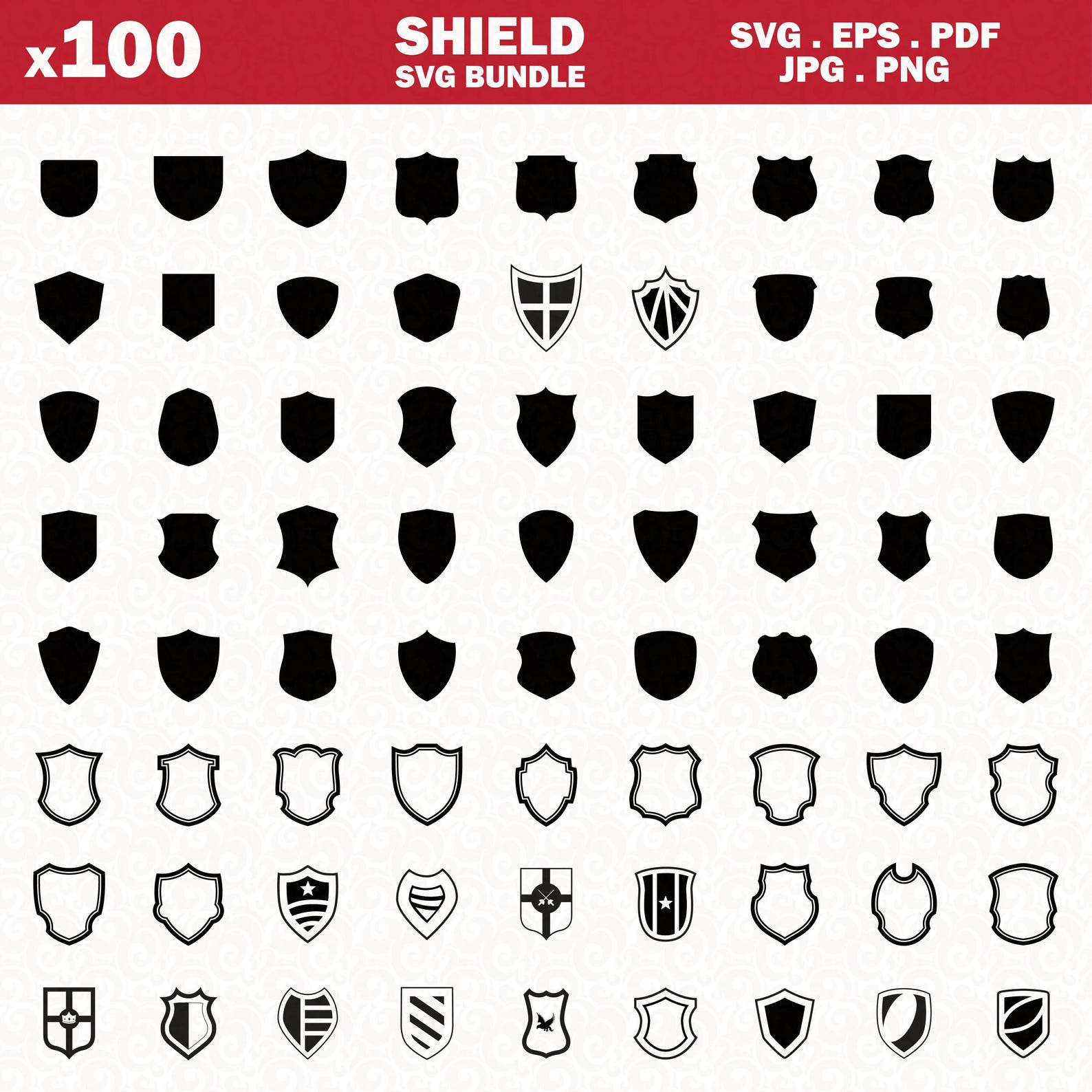 Badge Shield Svg Bundles, Shield Svg, Shield Clipart, Shield PNG, Kids ...