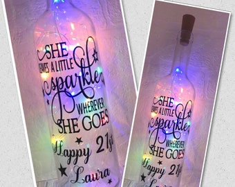 Personalised Light Up LED Bottle Lamp 13th 16th 18th 21st 30th 40th 50th 60th Birthday Gift For Her Mum Daughter Sister Friend Any Age