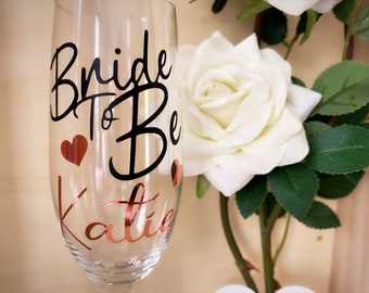 Personalized Bride To Be Champagne Flute: Rose Gold Hen Party Gift