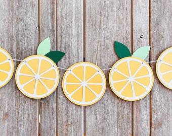 Paper Lemon Slice Garland, Summertime Birthday Party Banner, Lemonade, Bridal Shower Citrus Decor, Baby Shower Decoration, Main Squeeze