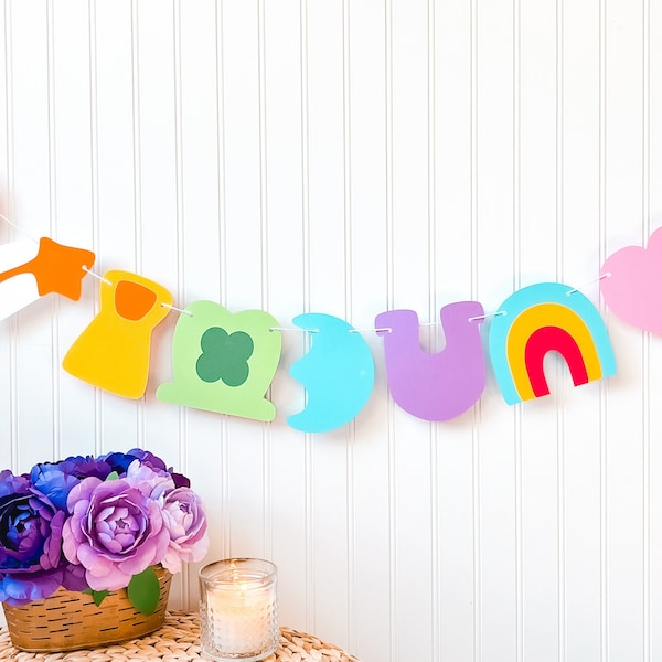 Marshmallow Paper Banner for St. Patrick's Day Decor, St. Patty's Day Mantel Decoration, Kid's Lucky One Birthday, March Holiday