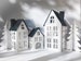 DIY Paper House Village, Holiday Mantel Decor Set, Christmas Village, Winter Village Luminary Houses, Flat-Pack, Set: 3 Houses, 2 Trees 