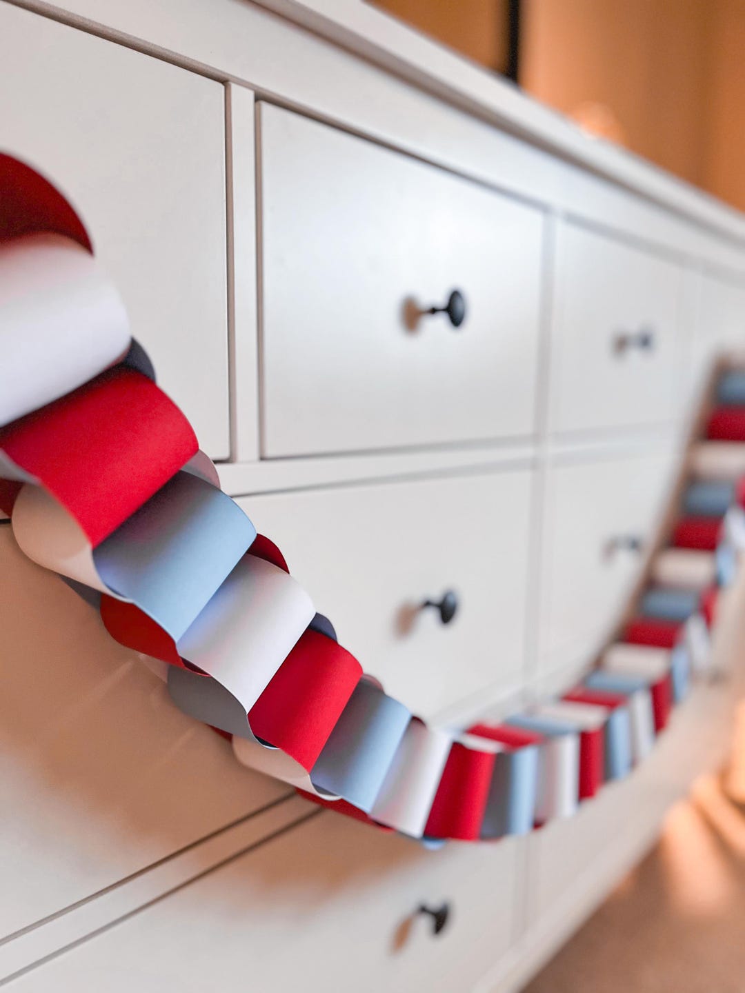 Blue Paper Chain Red White and Light Blue Paper Chain Garland, Fully Assembled, 4th of ...