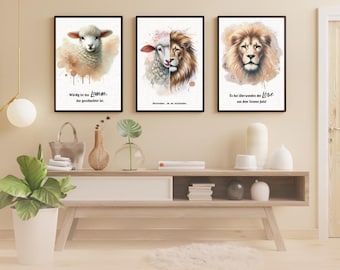 Lamb & Lion Poster Series | Christian Posters | Bible Verse