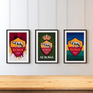8 AS Roma Football Digital Prints | Roma Posters | Football Posters | Soccer Posters | AS Roma Art | Totti | Soccer Gift | AS Roma