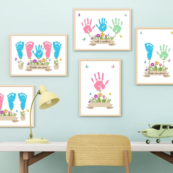 Handprint or foot print of a child or baby in a flower box for Mother's Day, birthday party, teacher gift, grandparents