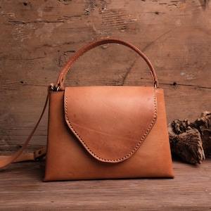 Chic Beige Genuine Leather Handbag - Vegetal Tanned Beauty - Handcrafted Shoulder Bag