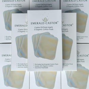 Castor Oil Pack Inserts - 3 Organic Cotton Pads - EMERALD CASTOR