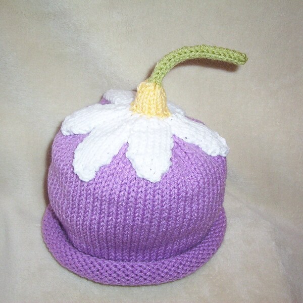LAVENDER UPSY DAISY HAT -NEWBORN TO ADULT SIZES