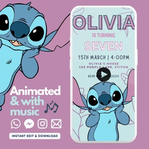 Stitch Birthday Animated Invitation, Lilo and Stitch animated invite