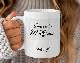 Taza de café de mamá de fútbol personalizada mamá de fútbol taza de café regalo personalizado para el día de las madres de mamá de fútbol regalo personalizado para mamá de fútbol personalizado