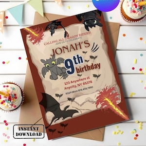 How to Train Your Dragon Birthday Invitation: Canva Template (Digital Download)
