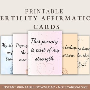 Tarjetas de afirmación para la FIV / Ánimo imprimible para el apoyo a la infertilidad / Esperanza para el camino hacia la fertilidad / Descarga instantánea