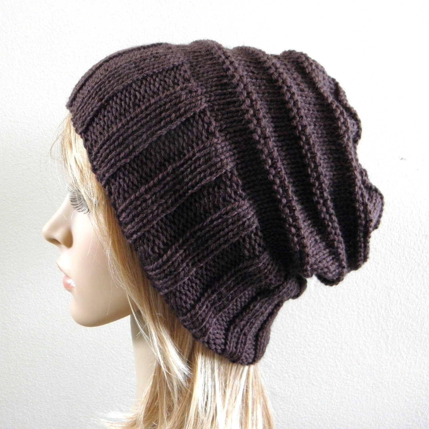 Knit Hat Wide Band in Dark Chocolate 