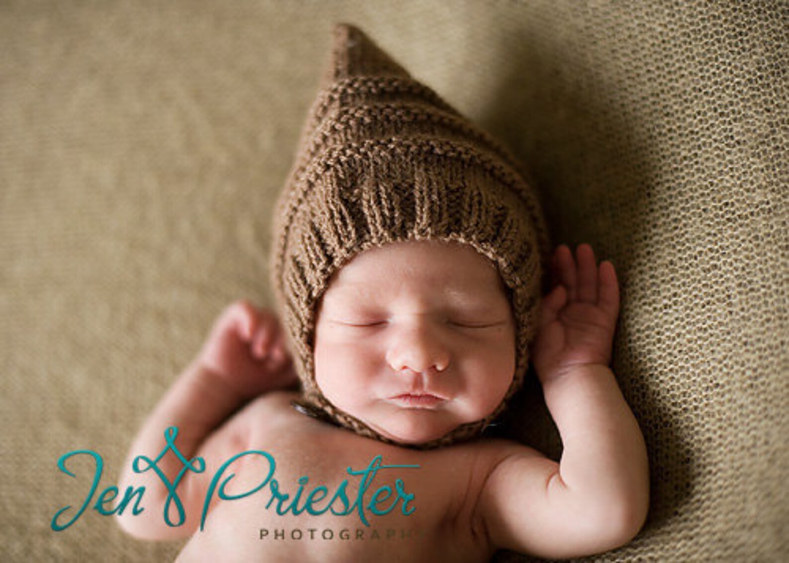 Pixie baby hat with chin strap and button hand knit Etsy
