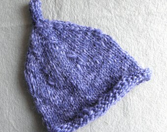 Hand knit baby boy hat blue alpaca merino elf pixie pointy gnome beanie blueberry luxury 3-6 months READY MADE