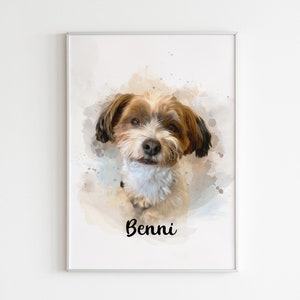 Tierportrait Personalisiertes Tierportrait vom Foto Aquarell Tierportrait Personalisiertes Digitales Hundeportrait für Tierbesitzer Geschenk für Hundemama Bild 5