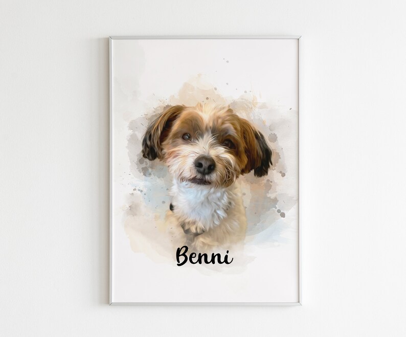 Tierportrait Personalisiertes Tierportrait vom Foto Aquarell Tierportrait Personalisiertes Digitales Hundeportrait für Tierbesitzer Geschenk für Hundemama Bild 5