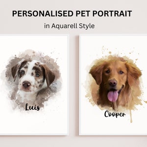 Tierportrait Personalisiertes Tierportrait vom Foto Aquarell Tierportrait Personalisiertes Digitales Hundeportrait für Tierbesitzer Geschenk für Hundemama Bild 2