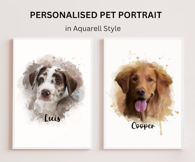 Tierportrait Personalisiertes Tierportrait vom Foto Aquarell Tierportrait Personalisiertes Digitales Hundeportrait für Tierbesitzer Geschenk für Hundemama Bild 2