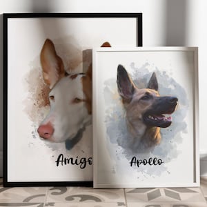 Tierportrait Personalisiertes Tierportrait vom Foto Aquarell Tierportrait Personalisiertes Digitales Hundeportrait für Tierbesitzer Geschenk für Hundemama Bild 6