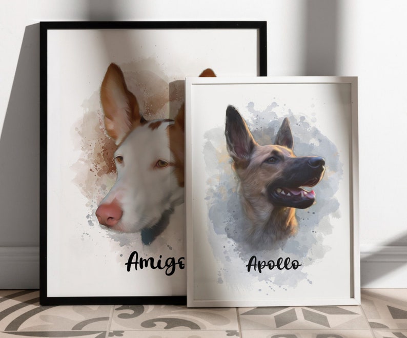 Tierportrait Personalisiertes Tierportrait vom Foto Aquarell Tierportrait Personalisiertes Digitales Hundeportrait für Tierbesitzer Geschenk für Hundemama Bild 6