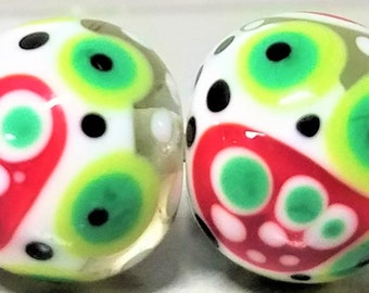 Holiday Art Deco Balls--Handmade Lampwork Beads