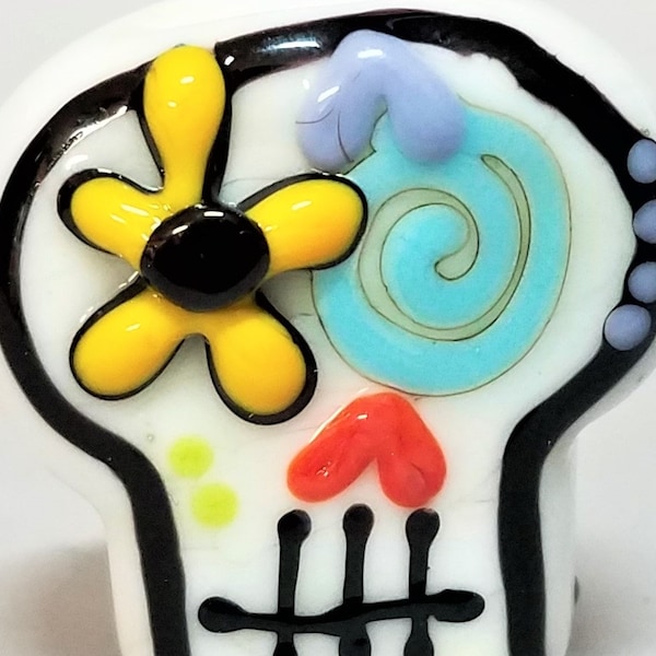 Sugar Skull--Handmade Lampwork Glass Bead