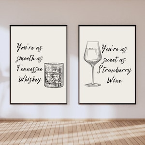 Tennessee Whiskey inspirierte Wandkunst | 2er-Set | Tennessee Whiskey Songtext | Chris Stapleton | Druckbare Wandkunst | Digitaler Download