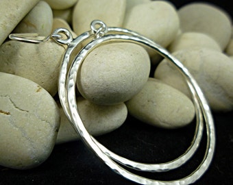 Handmade Sterling Silver Hammered Hoop Earrings