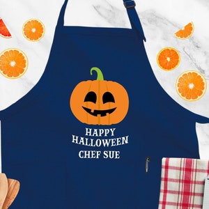 Happy Halloween Apron, Personalized Chef Apron, Kitchen Witch Apron, Pumpkin Apron, Halloween Kitchen Apron, Holiday Apron, Cute Chef Gift