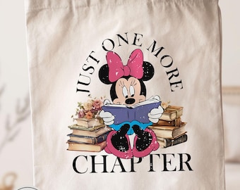 Just One More Chapter Mickey Mouse Tote Bag, Disney Book Club Tote Bag, Book Lover Gifts, Bookish Tote Bag, Tote Bag Gifts, Librarian Bag