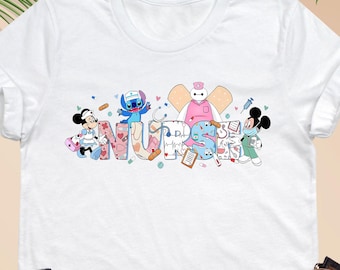 Disney Nurse T-Shirt, Disney Nurse Characters Shirt, Nurse Disneyland Trip Shirt, Nursing School Student Gift, Cute Nurse Gift, Disney Trip