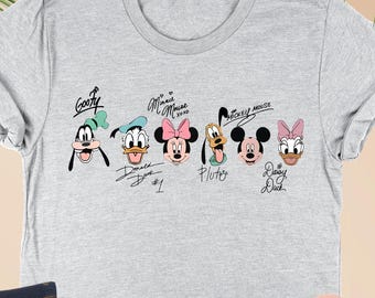 Mickey and Friends Signatures Shirt, Disney Characters T-Shirt, Mickey and Co Gift, Magic Kingdom Shirt, Family Disney Tee,Disney Lover Gift