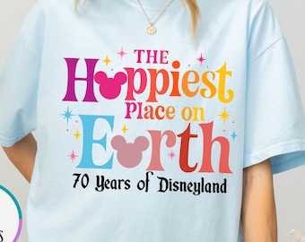 Comfort Colors® Happiest Place On Earth Shirt, 70 Years of Disneyland Shirt, Disneyland 70th Anniversary Gifts, Platinum Celebration Shirt
