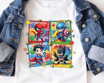 Superhero Autism Shirt, Autism Awareness Shirt For Kids, Puzzle Piece Autism Shirts, Superhero Squad Shirt, Disneyland Autism Kids Shirts