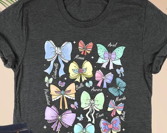 Disney Princess Cute Ribbons And Bows T-Shirt, Disney Princess Shirt, Princess Bow Shirt, Disneyland Girls Trip, Princess Birthday Party Tee