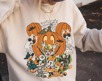 Mickey And Friends Halloween Sweatshirt, Spooky Season DisneyHalloween, Disney Halloween Pumpkin Sweatshirt, Trick or Treat Disney Hoodie