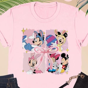 Mickey And Minnie Coquette Bow Easter Shirt, Happy Easter Day Tee, Disney Bunny Shirt, Disney Easter Family Shirt, Mickey Easter Egg Shirt