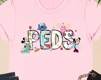 Disney Peds Nurse Shirt, Mickey and Friends Pediatrics Tee, Nursing School Shirt, Nurse Day Shirt, Disney Characters, Holiday Nurse Shirt