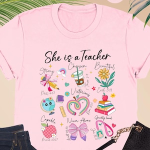 Christian Teacher Shirt, She is a Teacher Shirt, Bible Verse Tee, Inspirational Teacher Shirt, Religious Teacher Gift, Teachers Day Shirts