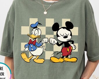 Comfort Colors® Checkered Donald And Mickey Shirt, Disney Friends Shirt, Best Friends Shirt, Disney Trip Tee, Mickey Mouse And Donald Duck