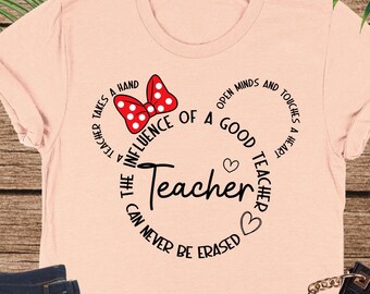 Disney Teacher Shirt, Minnie Mouse Teacher Shirt, Teacher Life Shirt, Minnie Head, Teacher Gifts For Women, Teacher Tee, Disney Teacher Gift