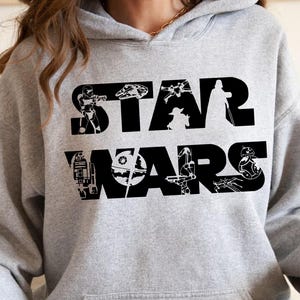 Classic Star Wars Hoodie, Galaxy&#39;s Edge Sweatshirt, Disneyland Trip, Death Star Hoodie, Disney World Vacation Gift, Star Wars Fan Sweatshirt